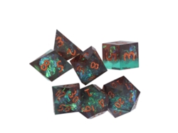 -conjunto De Dados De Resina Translúcida Portátil Poliedrica Duradera Para Juegos De Mesa Números Marrón Verde Cobre