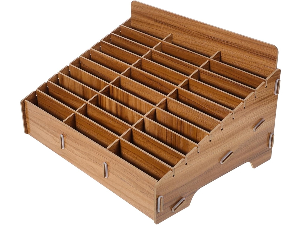 Caja Organizadora De Escritorio Rústica Y Sencilla De Plástico Blanco Con 30 Compartimentos.