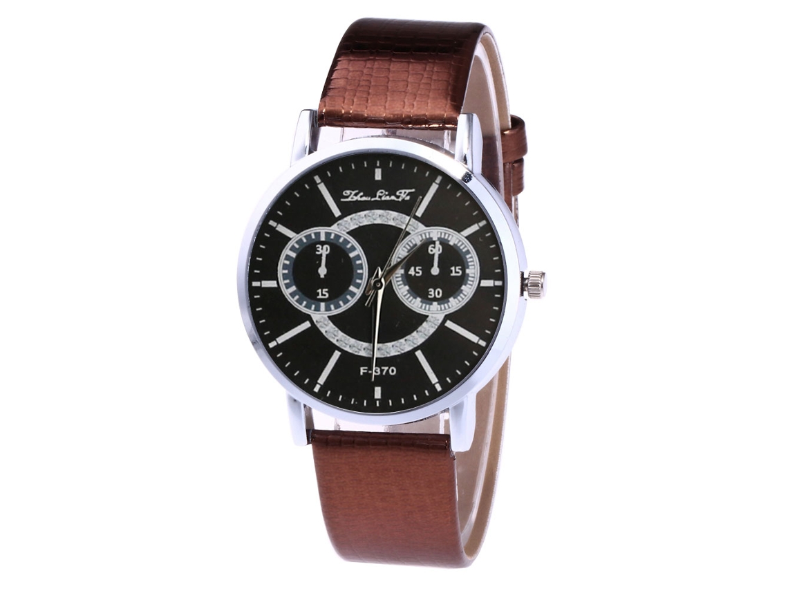 Reloj De Pareja De Correa Pu Con Dial Redondo Analógico De Cuarzo (café)