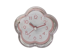Reloj Despertador Bonito Forma Flor Silencioso Transparente Pequeño Para Sala Dormitorio Mesita De Noche Escritorio Rosa