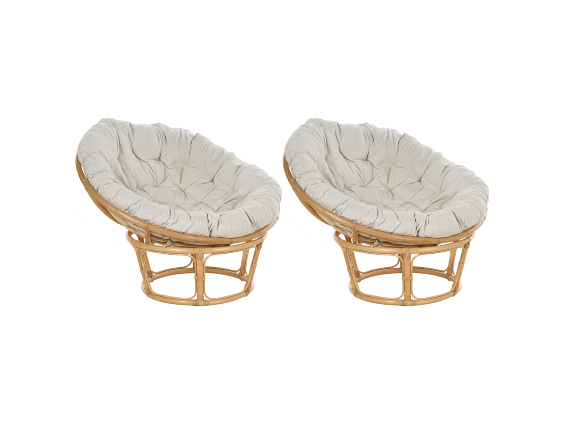 Conjunto de 2 sillas BELIANI Salvo de Ratán Natural 110x110x77