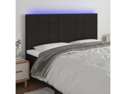 Cabecero Con Luces Led Tela Negro 180x5x118/128 Cm