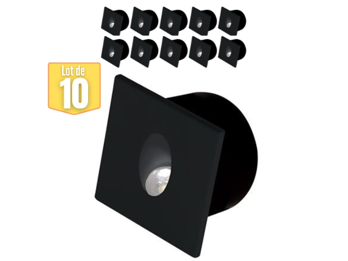 Conjunto de 10 paredes cuadradas negras manchas 3W 4000K HOROZ ELECTRIC