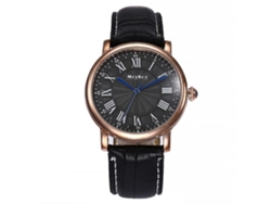 Reloj De Muñeca De Aleación Redondo Con Números Romanos Analógico Cuarzo (negro)