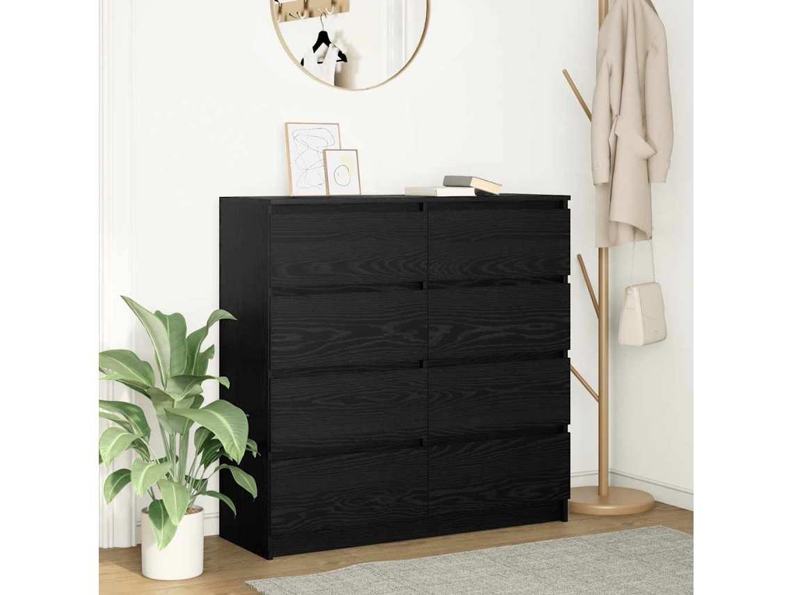Aparador | Mueble De Comedor | Buffet De Madera De Roble Negro 100x35x99 Cm Wsd83404