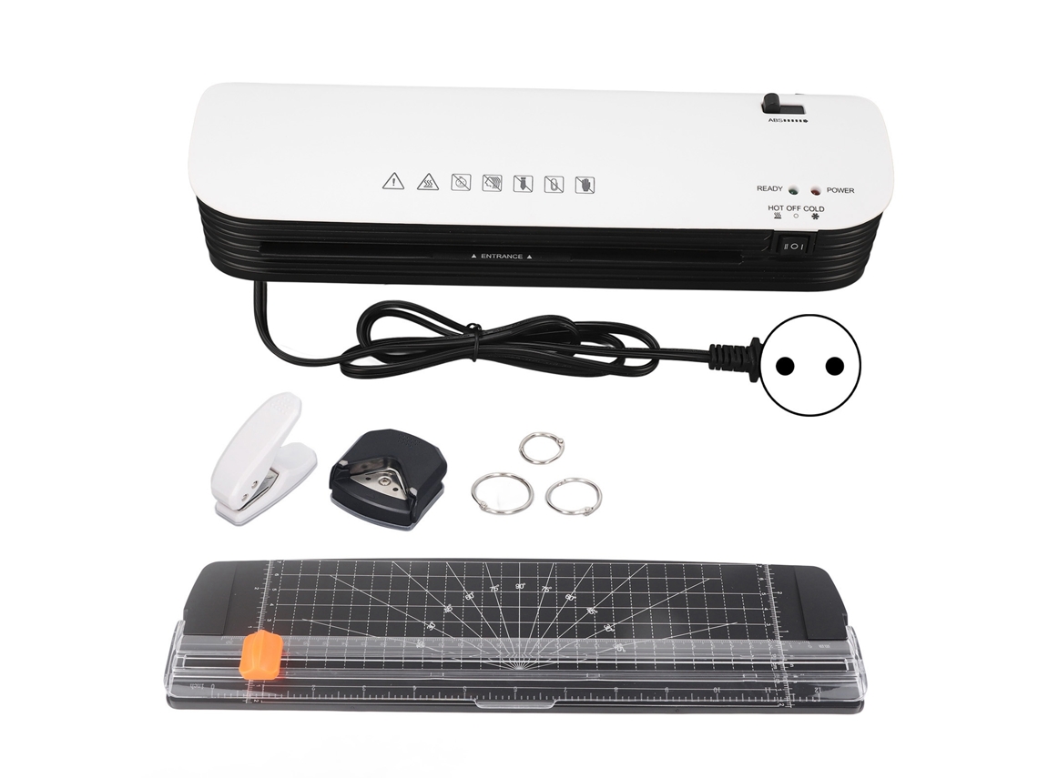 Plastificadora A4 de 9 pulgadas con cortador en caliente/frío para el hogar, la escuela y la oficina, enchufe europeo, 220-240 V, sin marca.