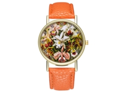 Reloj De Pulsera Analógico De Cuarzo Para Hombre Con Correa De Pu De Moda (naranja)