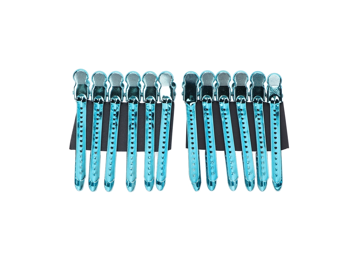 12pcs Pinzas De Pico De Pato Profesionales Para Peluquerías Portátiles Para Peinar Cabello Grueso Azul