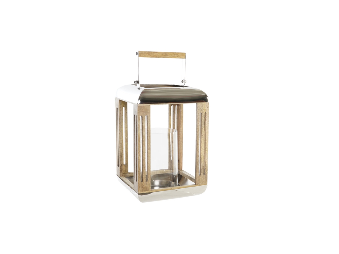 Farola Metal Cristal Plateado 23x23x36cm