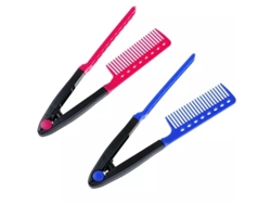 Linjou Juego De 2 Peines En V Para Alisar El Cabello En Casa (azul Y Rosa)