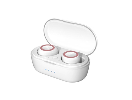 Auriculares Bluetooth True Wireless Q32 5.0 Long Standby Sports Earbud 8D Bass Stereo con caja de carga de 3500Mah Power Bank W2 White + Pink Circle