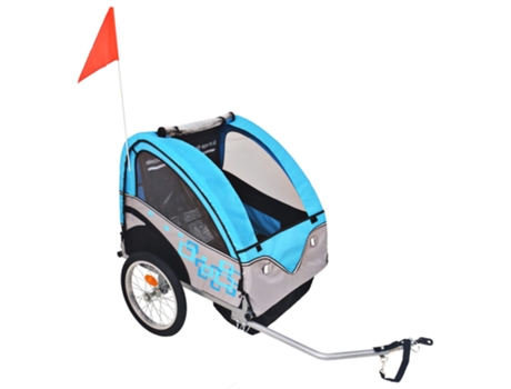 Remolque de bicicleta VIDA XL para niños gris y azul (30 kg)