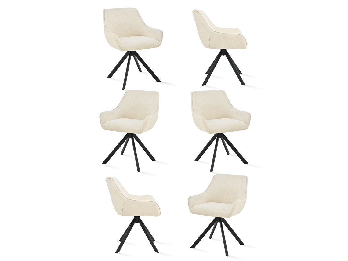 Sillas De Comedor Goeurvant 1178(pack De 6, Crema, Chenilla)