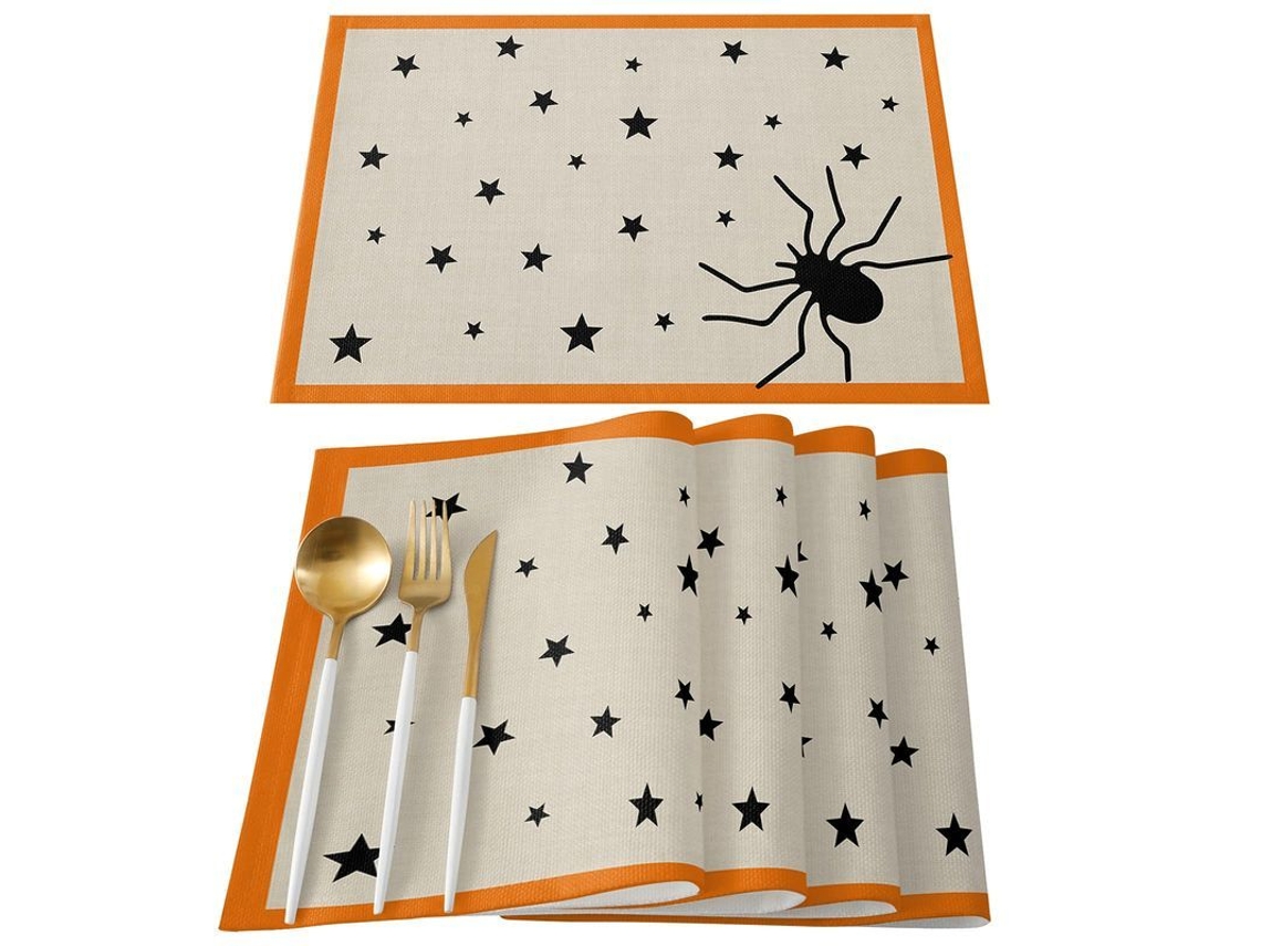 Juego De 6 Manteles De Halloween, Resistentes A Manchas, Lavables, Para Fiestas Y Cocina Mzh