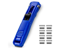 Dispensador De Clips De Papel Móvil Paper Clam Con Agarre Fuerte Y 8 Recargas Para Estudiantes Y Oficina Azul