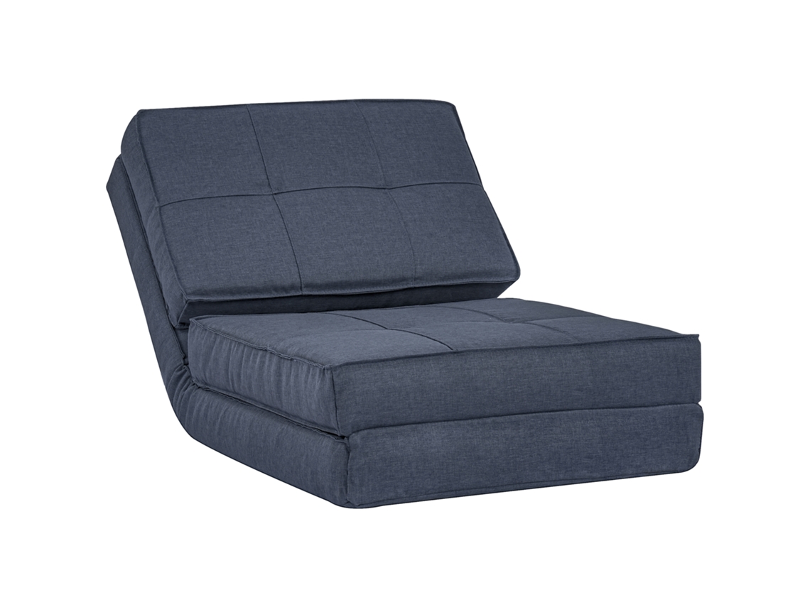 Sillón cama plegable de suelo, respaldo ajustable en 5 niveles, sofá relax azul oscuro para momentos de descanso