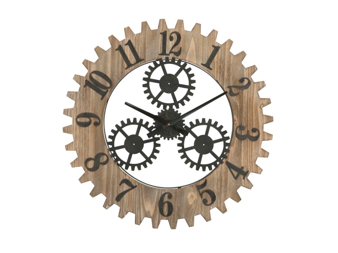 Reloj De Pared Ingranaggio Plus Cm Ø 60x4 Unico / Negro/madera Natural