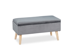 Relaxdays Banco Com Armazenamento, Revestido Em Veludo, 40 L, Estofado, 2 Lugares, 41x80x40 Cm, Cinza Escuro