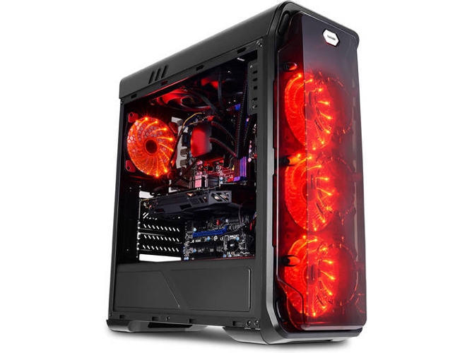 Caja PC LC-POWER Gaming 988B - Red Typhoon (ATX Mid Tower - Negro)