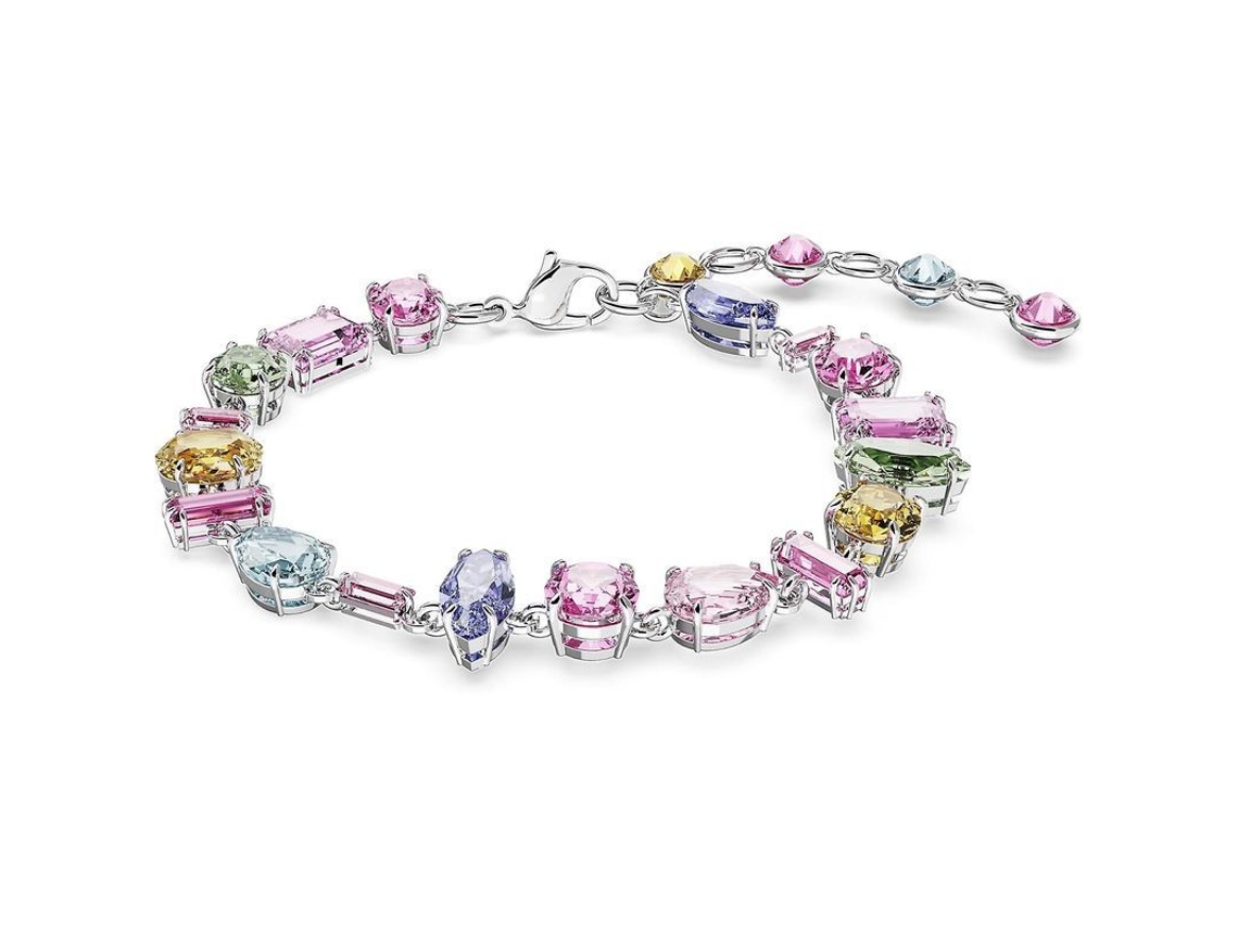 2026-collar Gema De Swarovski Con Cristales Multicolor En Setting Plateado Rodio, Diseño Bohemio Y Atemporal Para Mujer