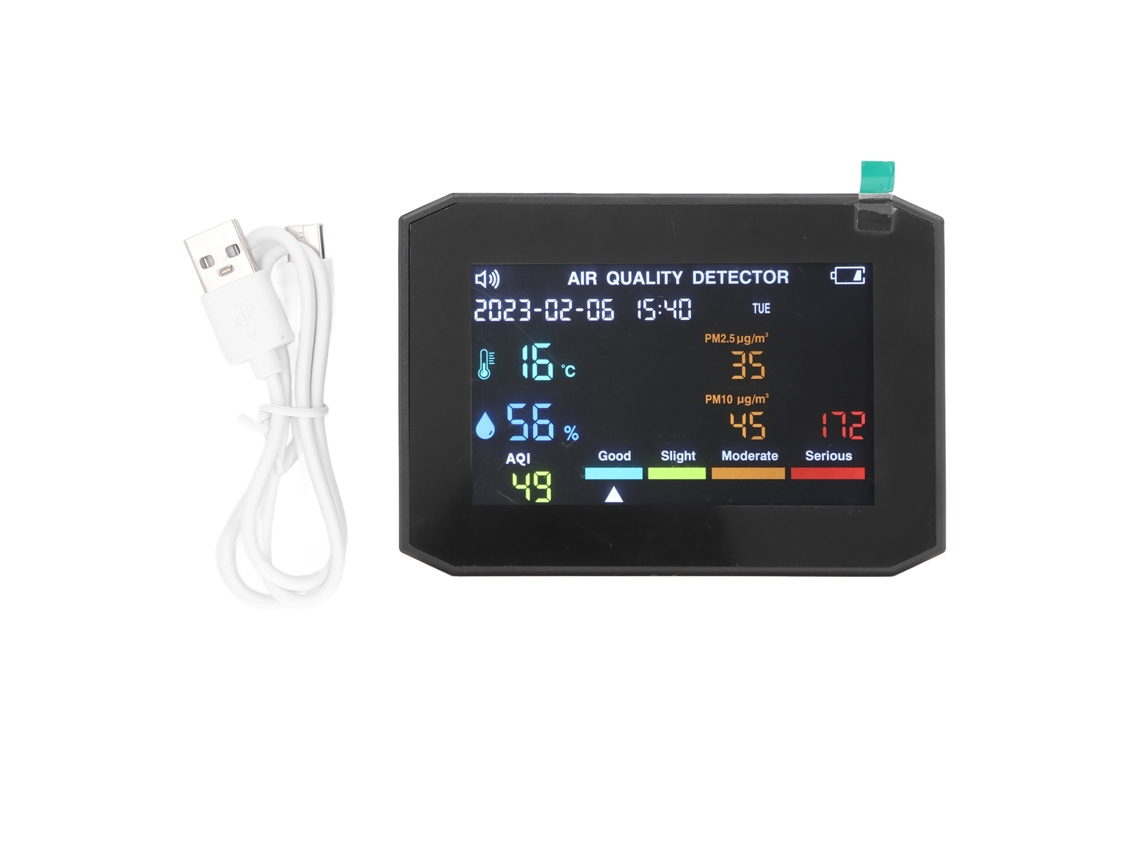 Monitor De Calidad Del Aire Pm2.5 Pm10 Hcho Tvoc Co2 Detector Multifuncional Portátil Con Pantalla Lcd