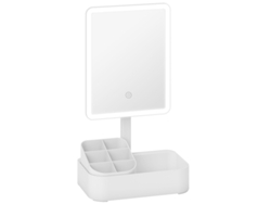 Espejo de maquillaje LED recargable BGA STORE con luz, rotación de 180° y 2 modos de iluminación, blanco