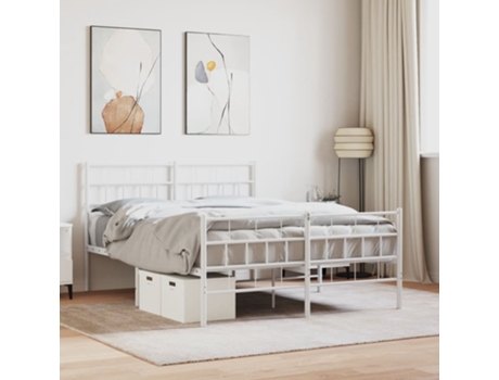 Estructura de cama con cabecero y patas VIDA XL metal blanco (135x190 cm)