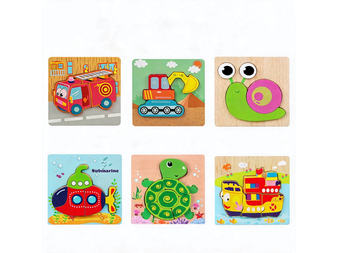 Juego De Rompecabezas De Madera, Paquete De 6, Juguetes Montessori Para Desarrollar La Motricidad Fina, Set De Regalo Educativo, Preescolar - Henten Home