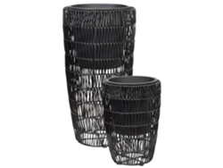 Conjunto de 2 macetas BELIANI Chelone de Ratán sintético Negro 34x34x66