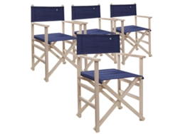 Juego de 4 Sillones de Director plegable sin barniz SCALPERS (Madera de haya - color Azul oscuro)