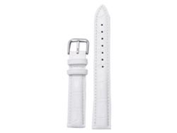 Correa de reloj de piel auténtica con hebilla de pasador, 18 mm, blanca