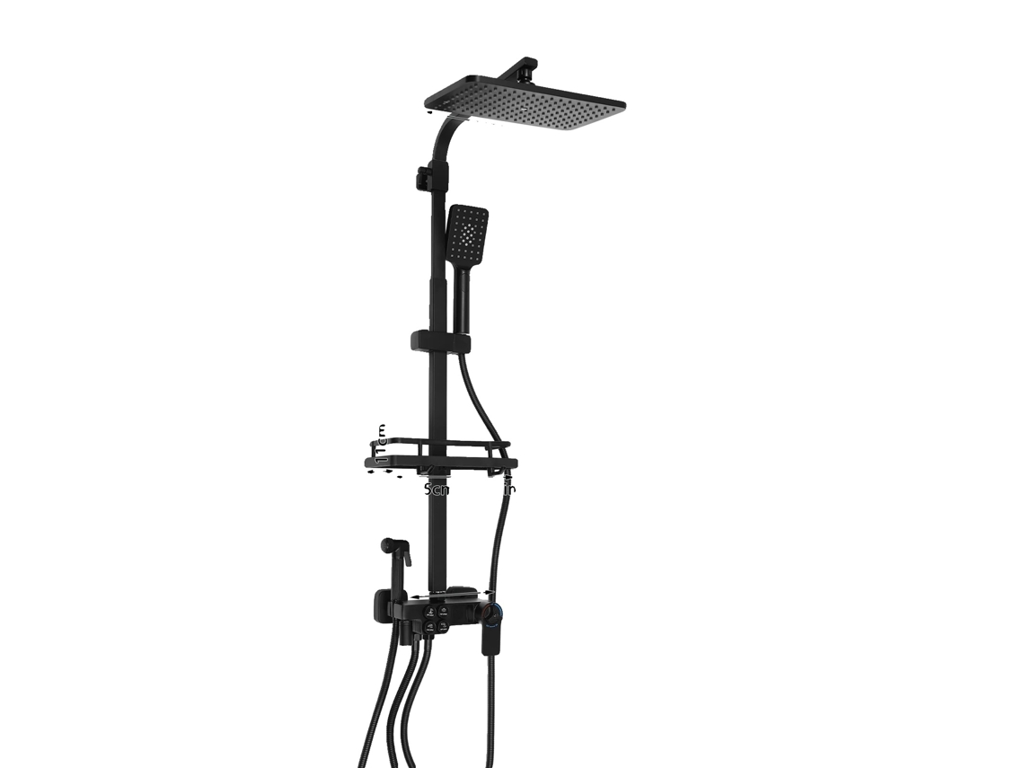 Sistema de ducha de acero inoxidable con altura ajustable, color negro OEM