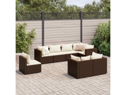 Conjunto de jardín de 8 piezas con cojines de mimbre marrón de DKD Home Decor
