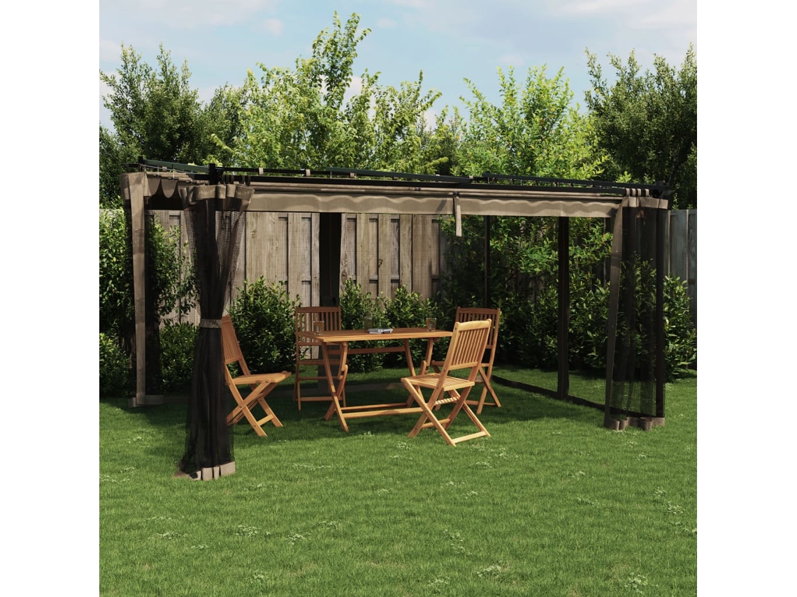 Gazebo con paredes de malla 4x3m acero gris parduzco Wsd806084 Lovely Home