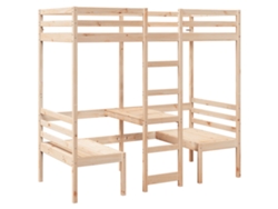Maison Exclusive - Cama Alta Con Escritorio Y Asientos Madera Maciza 90x200 Cm