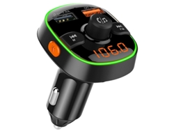 Transmisor FM Bluetooth 5 en 1 Yizhood BC52 LED/QC3.0 Negro