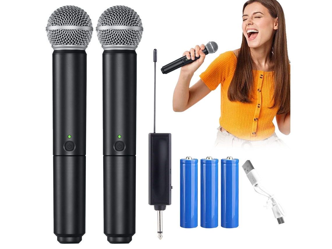 Sistema de micrófono inalámbrico UHF profesional de dos canales, equipado con micrófono dinámico y receptor recargable. MDUG (Tipo B)