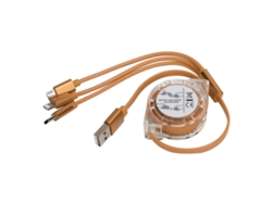 Cable Usb Retráctil 3 En 1 Trenzado De Nailon Para Ios/tipo C/puerto Micro - Naranja