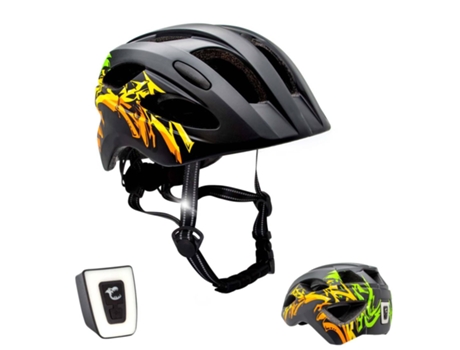 Casco de Bicicleta para Niños CRAZY SAFETY de 6 a 12 años Grafiti Amarillo Certificado EN1078
