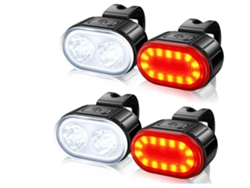 2 Juegos Luces Bicicleta Ipx5 Usb Recargable Negro