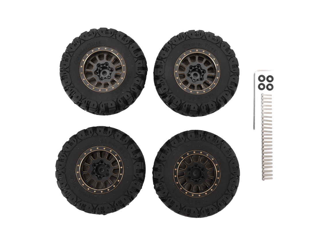 4pcs Neumáticos De Rueda Rc 1.2in Caucho Rines De Latón Tracción Superior Estabilidad Para Coches Rc 1/18 1/24 Traxxas