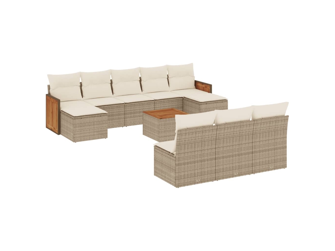 Maison Exclusive - Set De Sofás De Jardín 11pzas Con Cojines Ratán Sintético Beige