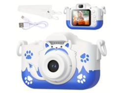 Cámara infantil Gertiz con diseño de gato adorable, cámara dual de 4000 W y grabación de video de 1080p, color azul