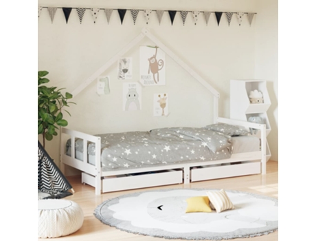 MAISON EXCLUSIVE - Estructura cama infantil y cajones madera pino blanco 90x190 cm