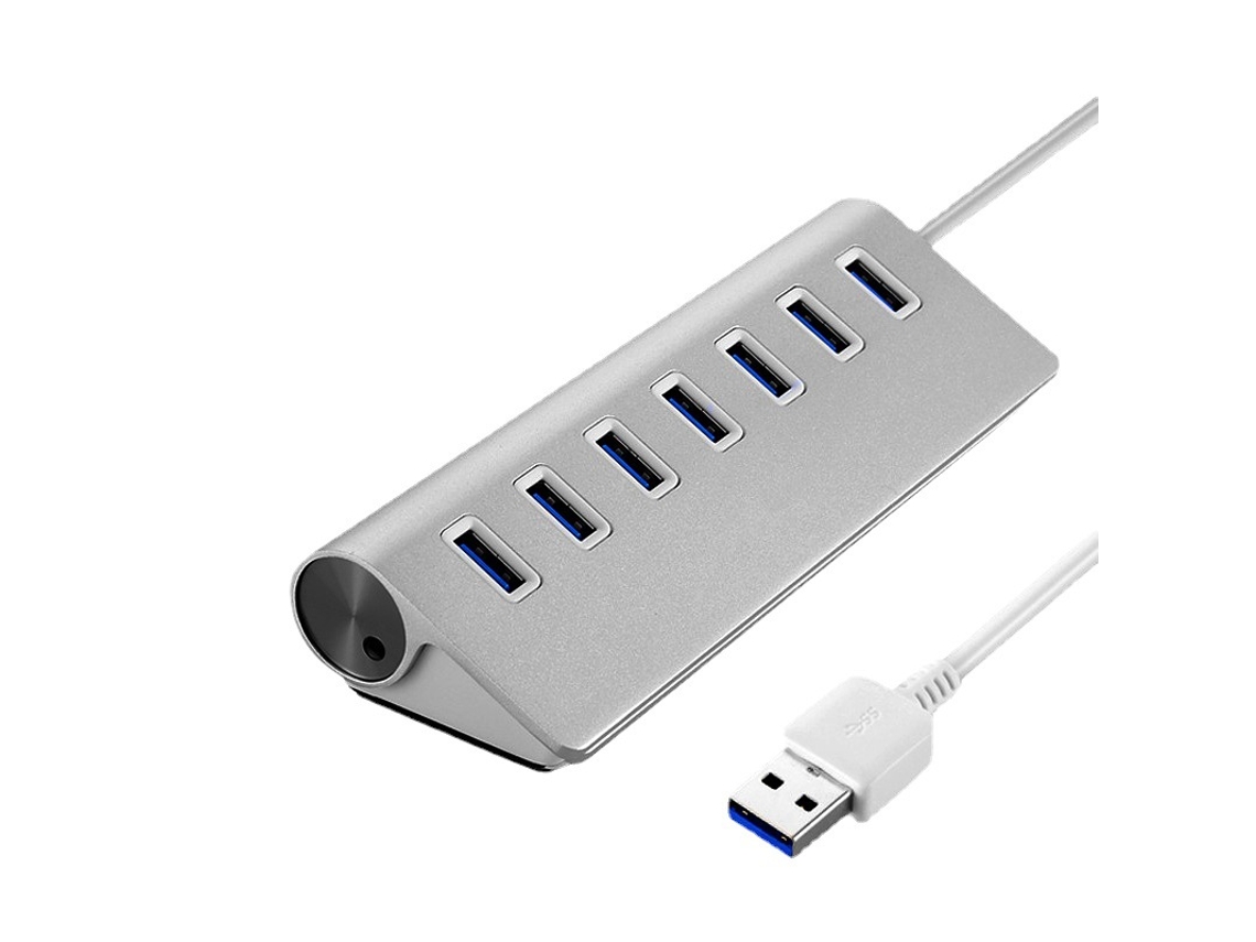 Estación de fondeo YIZHOOD HUB USB 3.0 7 puertos OTG C de alta velocidad plata