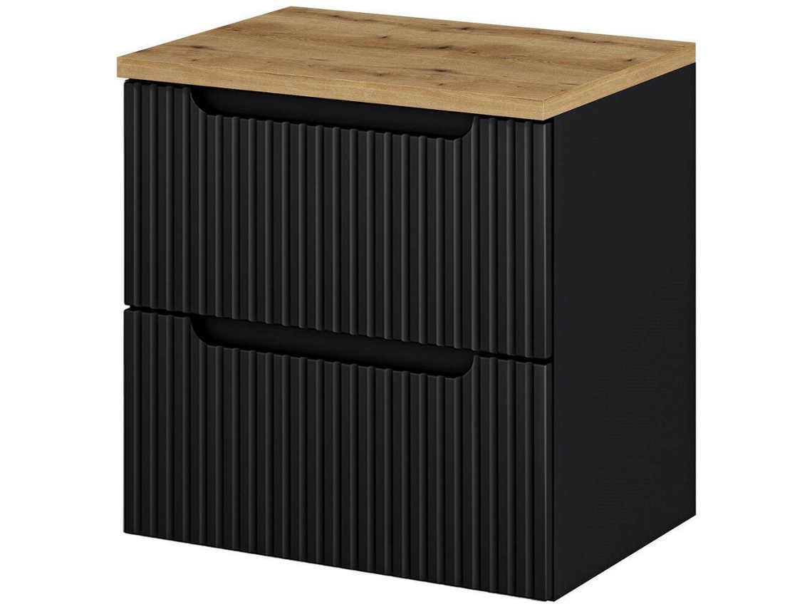 Mueble bajo lavabo Newport de pared con 2 cajones MDF 60x60x40 cm - Negro/Roble