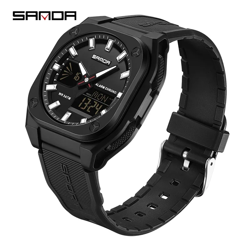 Reloj De Cuarzo Para Hombre (negro), Cronometraje Deportivo Militar, Resistente Al Agua.