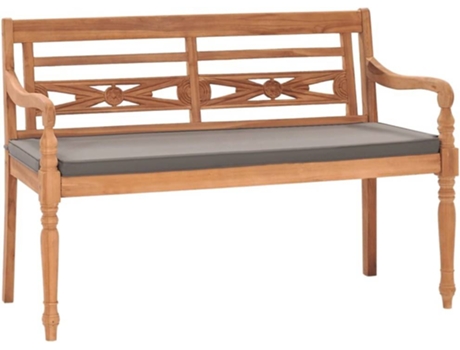 Banco de jardín VIDAXL Gris Teca (120x51.5x84 cm)