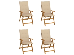 Sillas de jardín reclinables DKD Home Decor de 4 piezas con cojines, acacia maciza