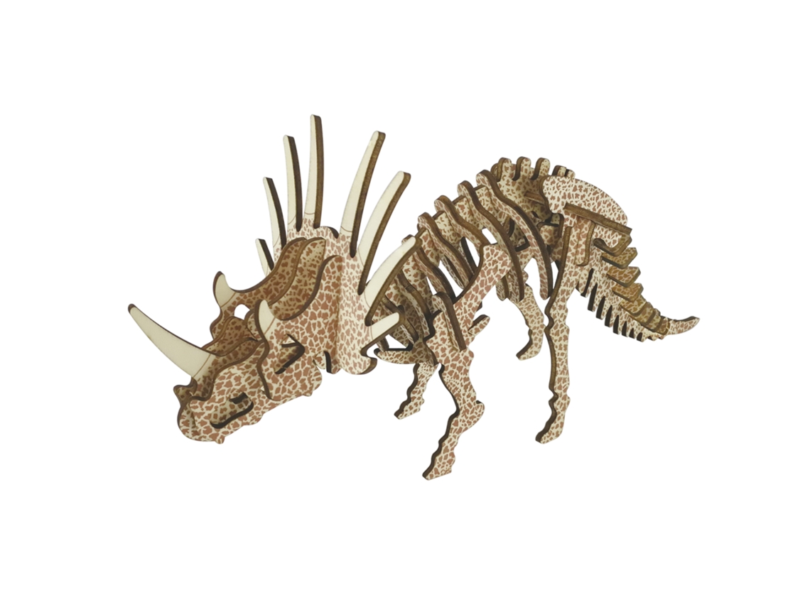 Maqueta de madera 3D de Triceratops. 36 piezas. DAM